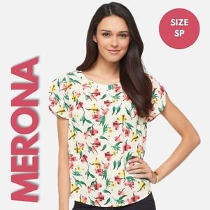 BOGO Merona Floral Cap Sleeve Blouse Size S